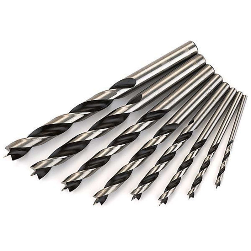 Chrome-Vanadium Steel Brad Point Drill Bit Set - Measurement System:Metric - Pieces in Set:8-Piece